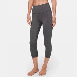 Lululemon Gray Wunder Under Crop Leggings 22” Yoga Athletic High Rise